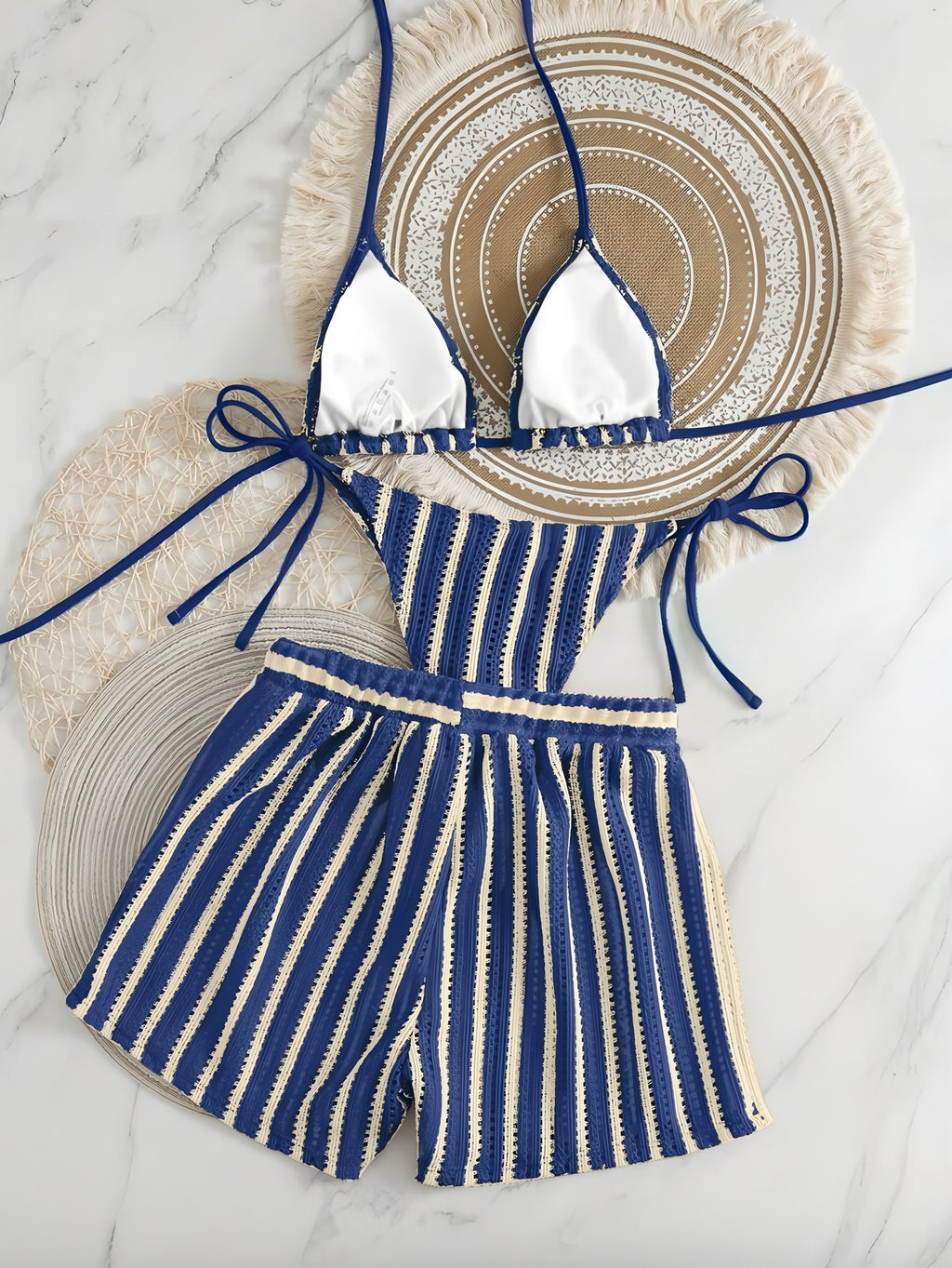 Vacation-style sexy tie-strap bikini halter shorts, sexy, cute and fresh-style swimwear