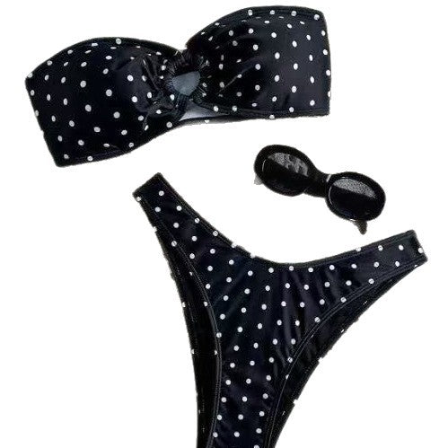 Strapless Printed Two-piece Swimsuit, Women's Summer Beach Bikini Set