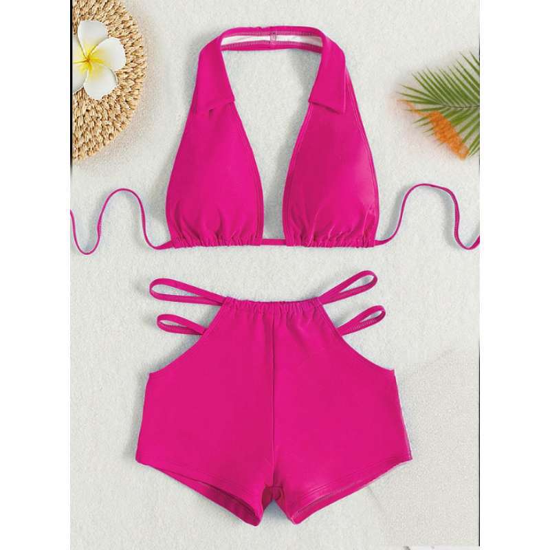 Sexy high-waisted hollow-out women's swimsuit, ins-style beach bikini for vacation