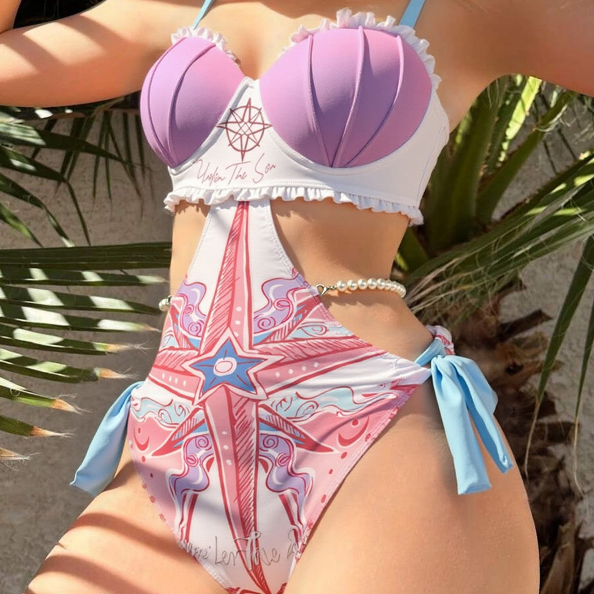 New Women's Touching Mermaid Shell Swimwear, Strapless Figure-Hugging Vacation Suit for a Slimming Look