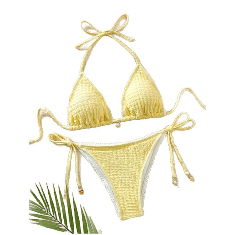 Women's sexy tie-up halter two-piece bikini swimsuit