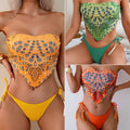 New Arrival Strapless Bandeau Bikini, Printed Sexy Split Swimsuit in Apron Style for Women