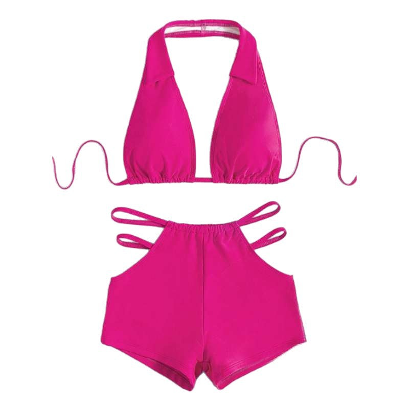 Sexy high-waisted hollow-out women's swimsuit, ins-style beach bikini for vacation