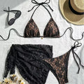New arrival black sexy lace French printed tie-strap bikini