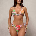Sexy Bikini Split Swimsuit, Three-Piece Strappy Swimwear for Beach, Seaside and Water Park