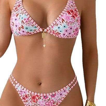 High-waisted Tummy Control Printed Split Bikini Swimwear in Fashion Trend