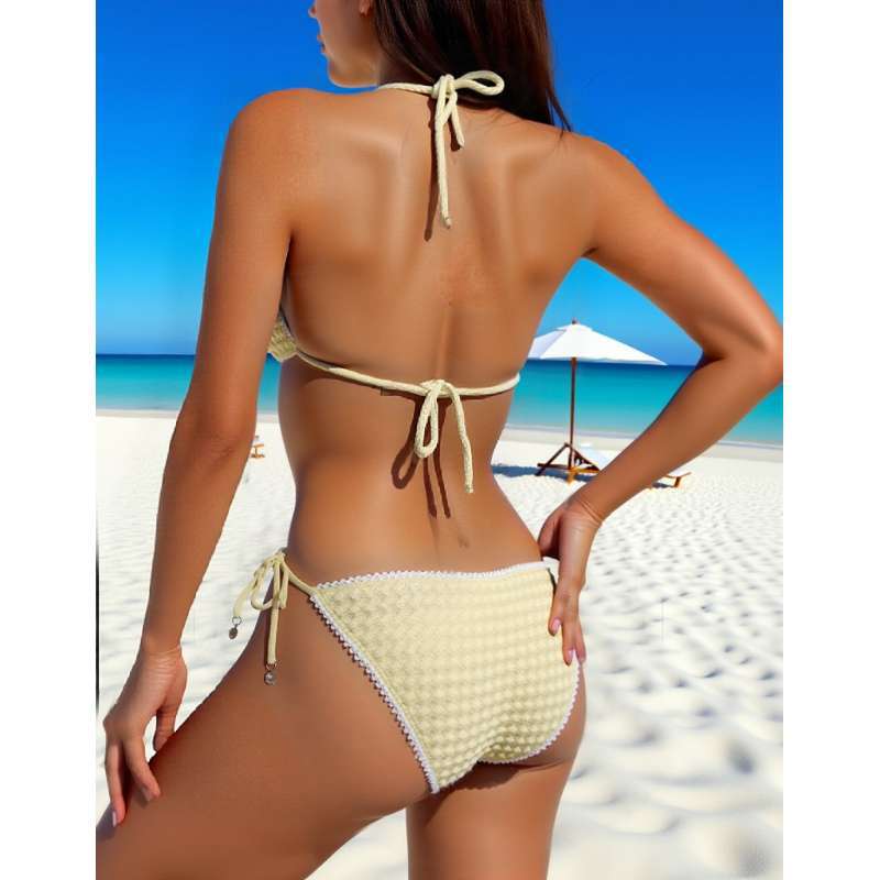 Women's sexy tie-up halter two-piece bikini swimsuit