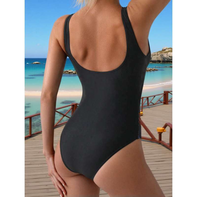 Slim-fitting one-piece swimsuit for women, sexy tight spliced one-piece bikini swimwear