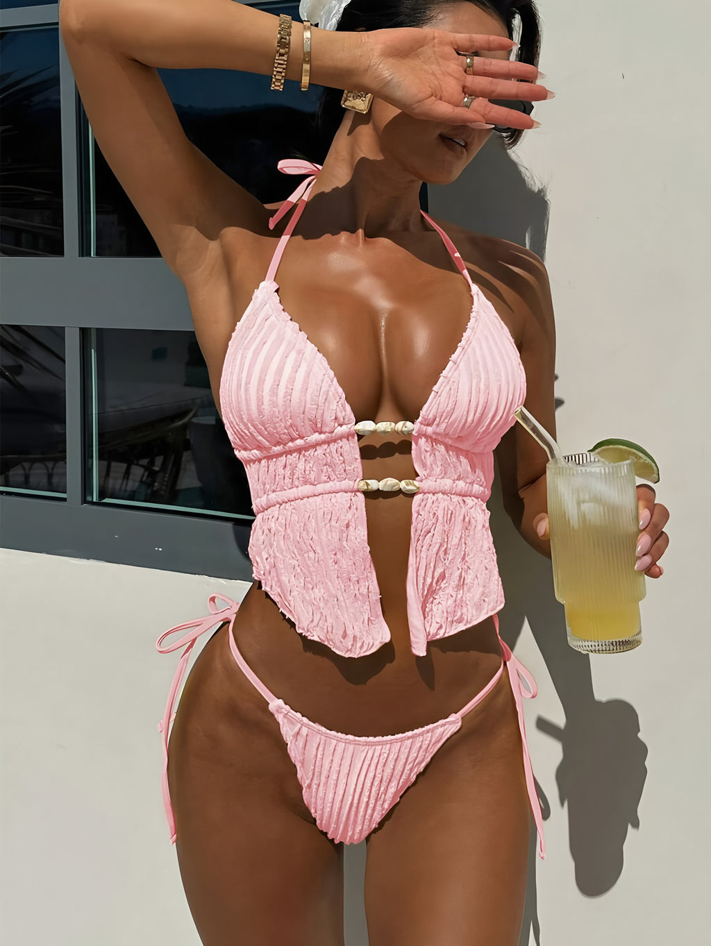 2026 New Solid Color Women's Split Bikini Swimsuit
