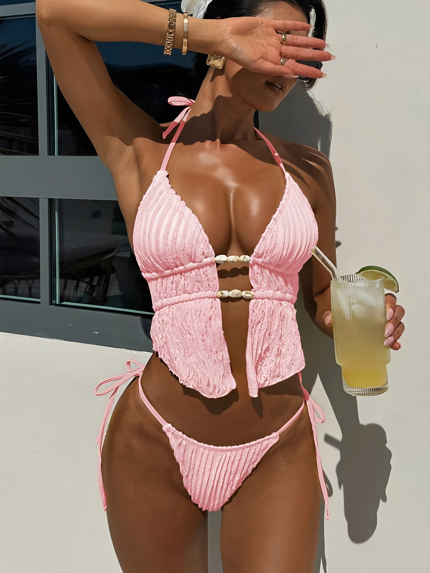 2026 New Solid Color Women's Split Bikini Swimsuit