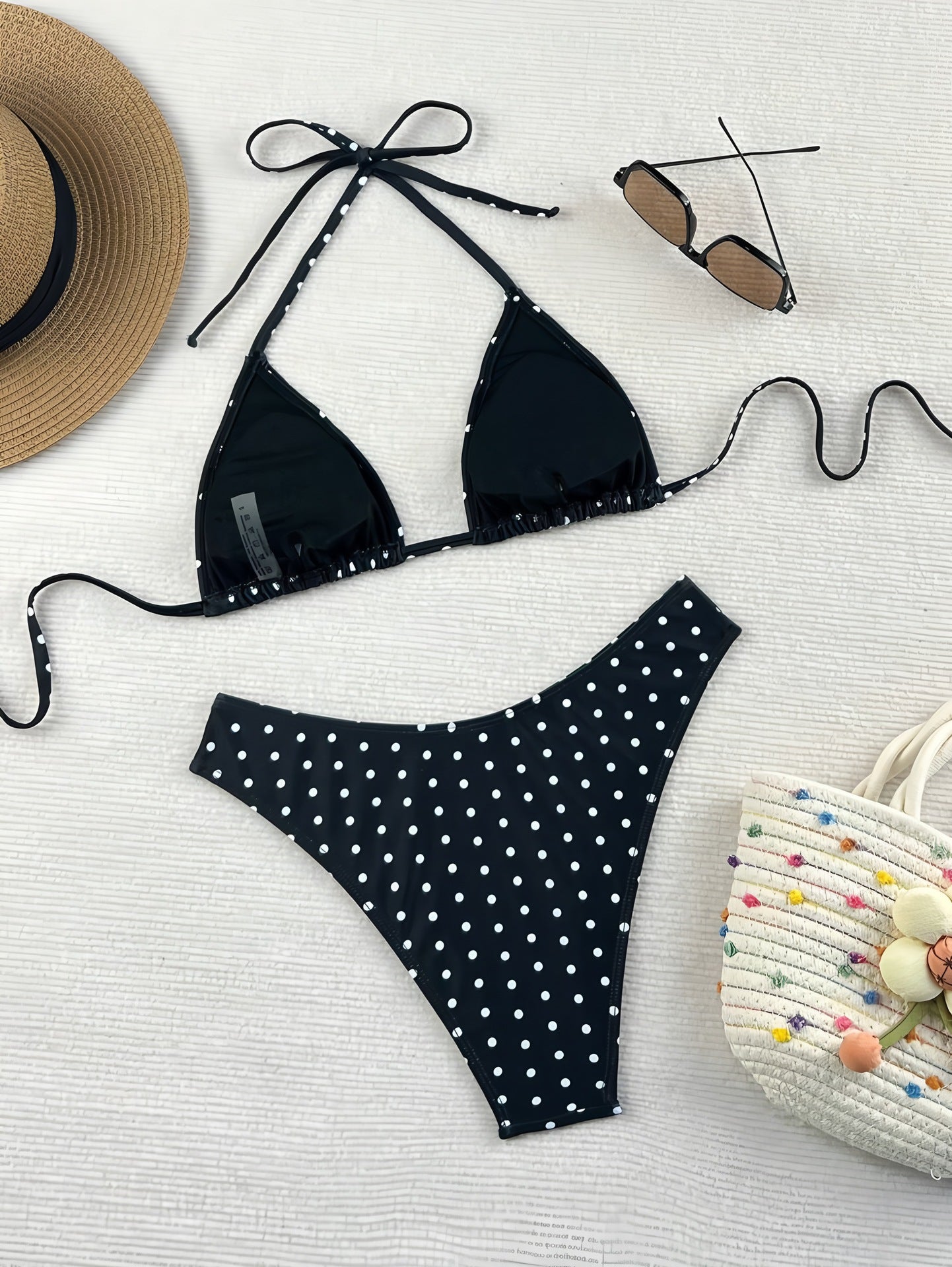 New Arrival Polka Dot Halter Three-Piece Bikini, Sexy European and American Style Split Swimsuit for Women
