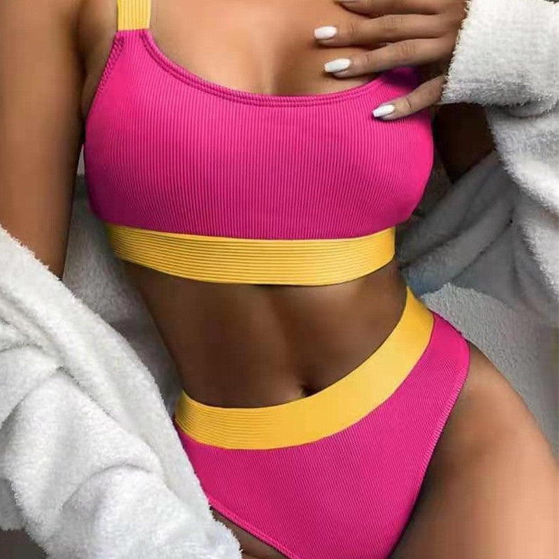 Solid color camisole, one-size-fits-all solid color slimming backless swimsuit in stock, wide shoulder strap mini set