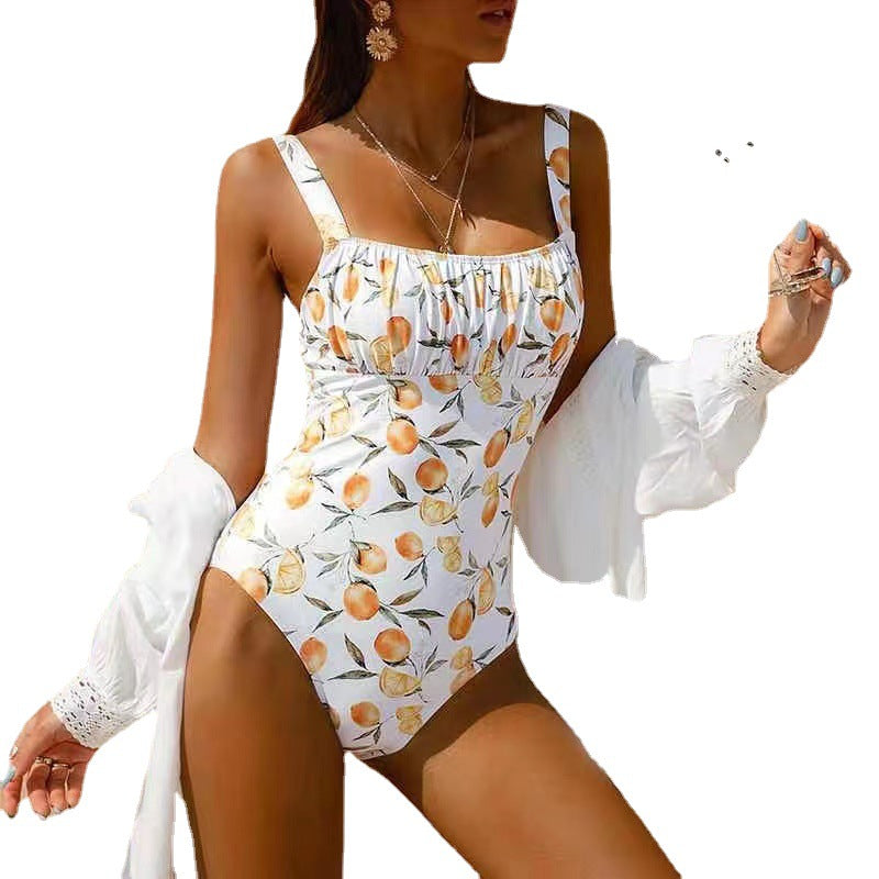 New style white floral retro one-piece and split swimsuits