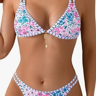 High-waisted Tummy Control Printed Split Bikini Swimwear in Fashion Trend