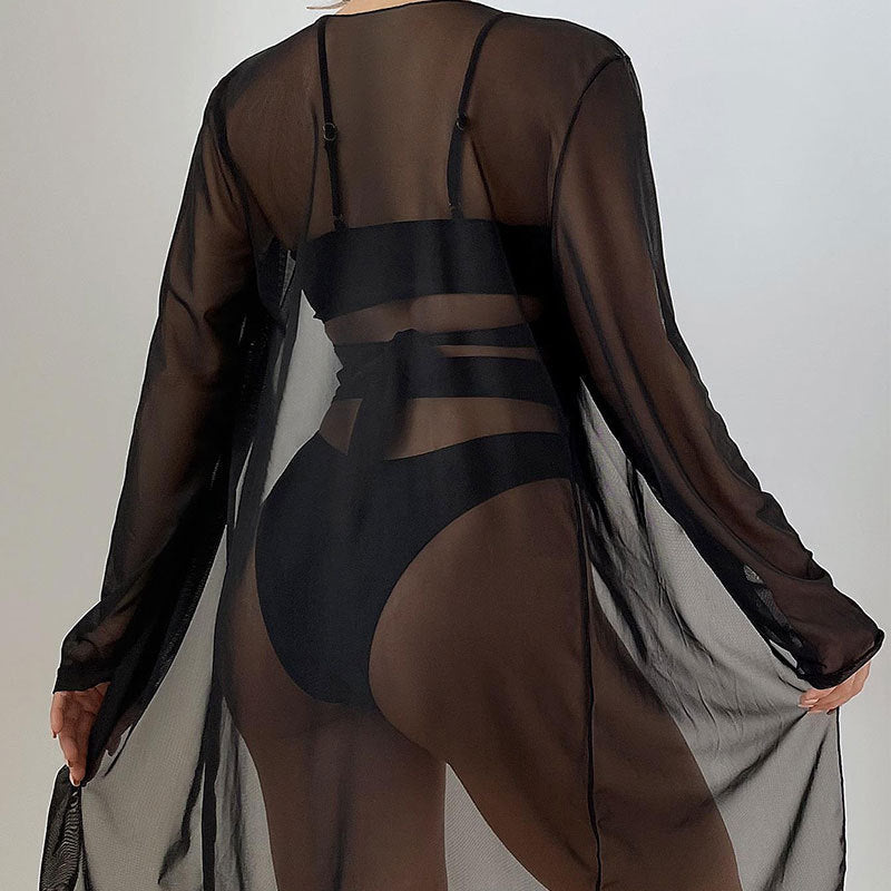 New lace-up sexy cover-up bikini three-piece swimsuit for women, elegant beach swimwear