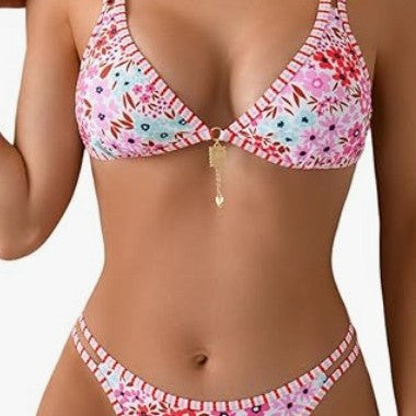 High-waisted Tummy Control Printed Split Bikini Swimwear in Fashion Trend