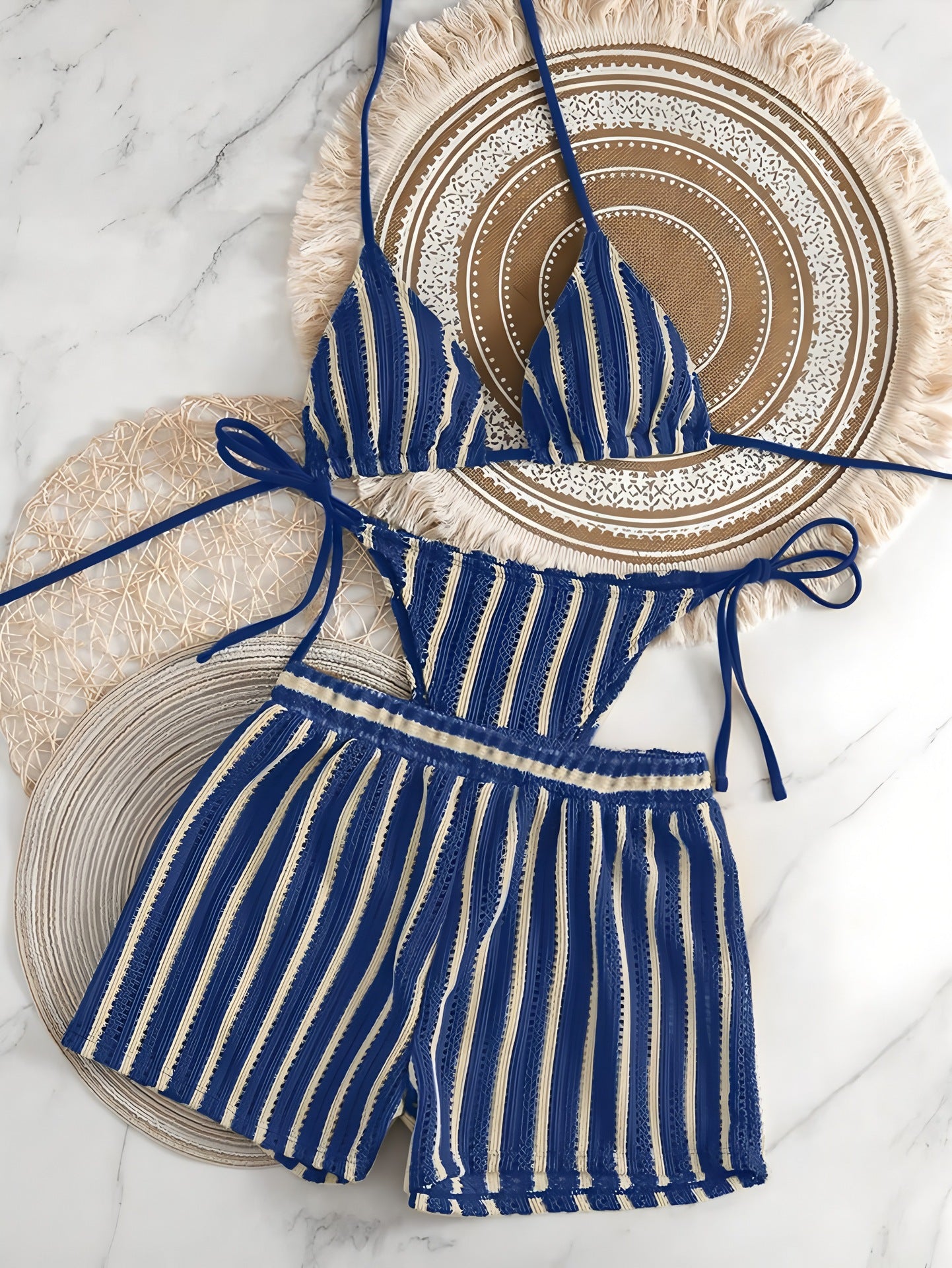 Vacation-style sexy tie-strap bikini halter shorts, sexy, cute and fresh-style swimwear