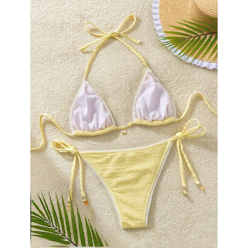 Women's sexy tie-up halter two-piece bikini swimsuit