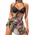New Printed Beach Dress, Sexy Bikini, Women's Three-Piece Split Swimsuit Set