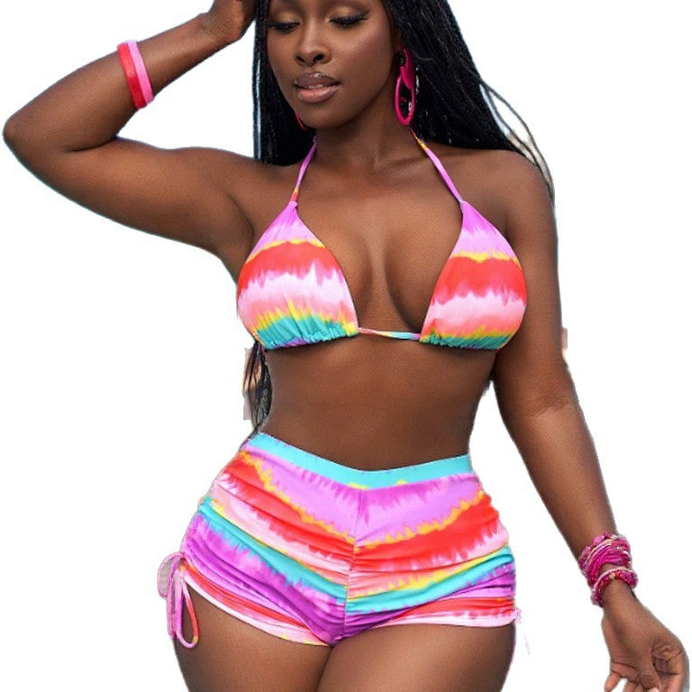 New Split Swimsuit, Sexy Backless Tie-up Bikini for Women, Beach Swimwear