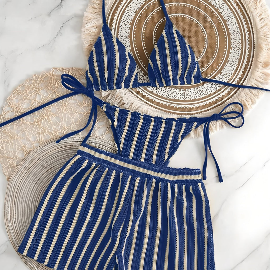 Vacation-style sexy tie-strap bikini halter shorts, sexy, cute and fresh-style swimwear