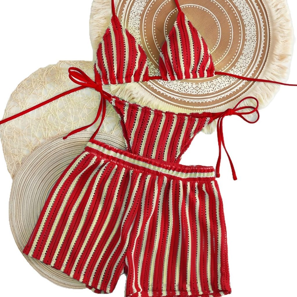 Vacation-style sexy tie-strap bikini halter shorts, sexy, cute and fresh-style swimwear