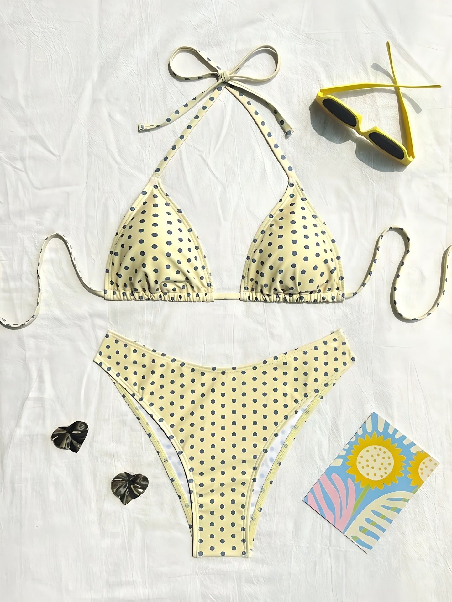 New Arrival Polka Dot Halter Three-Piece Bikini, Sexy European and American Style Split Swimsuit for Women