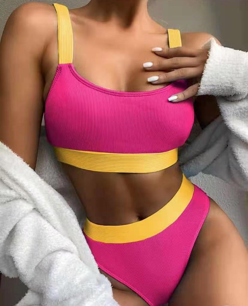 Solid color camisole, one-size-fits-all solid color slimming backless swimsuit in stock, wide shoulder strap mini set