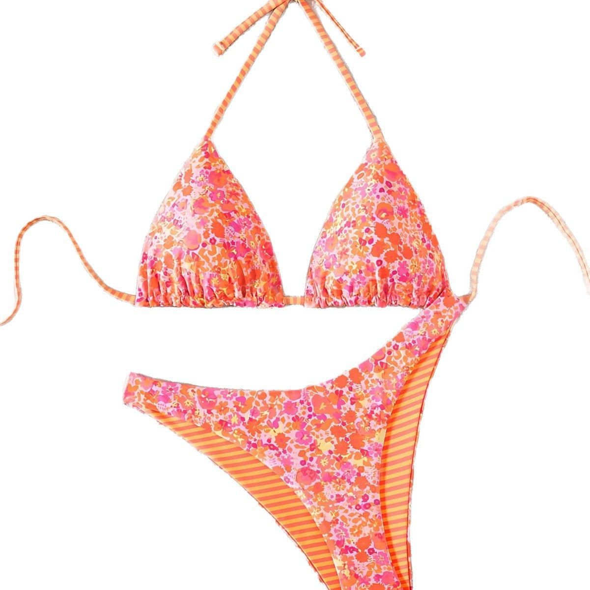 New Arrival Sexy Printed Reversible Women's Split Bikini Swimsuit Set