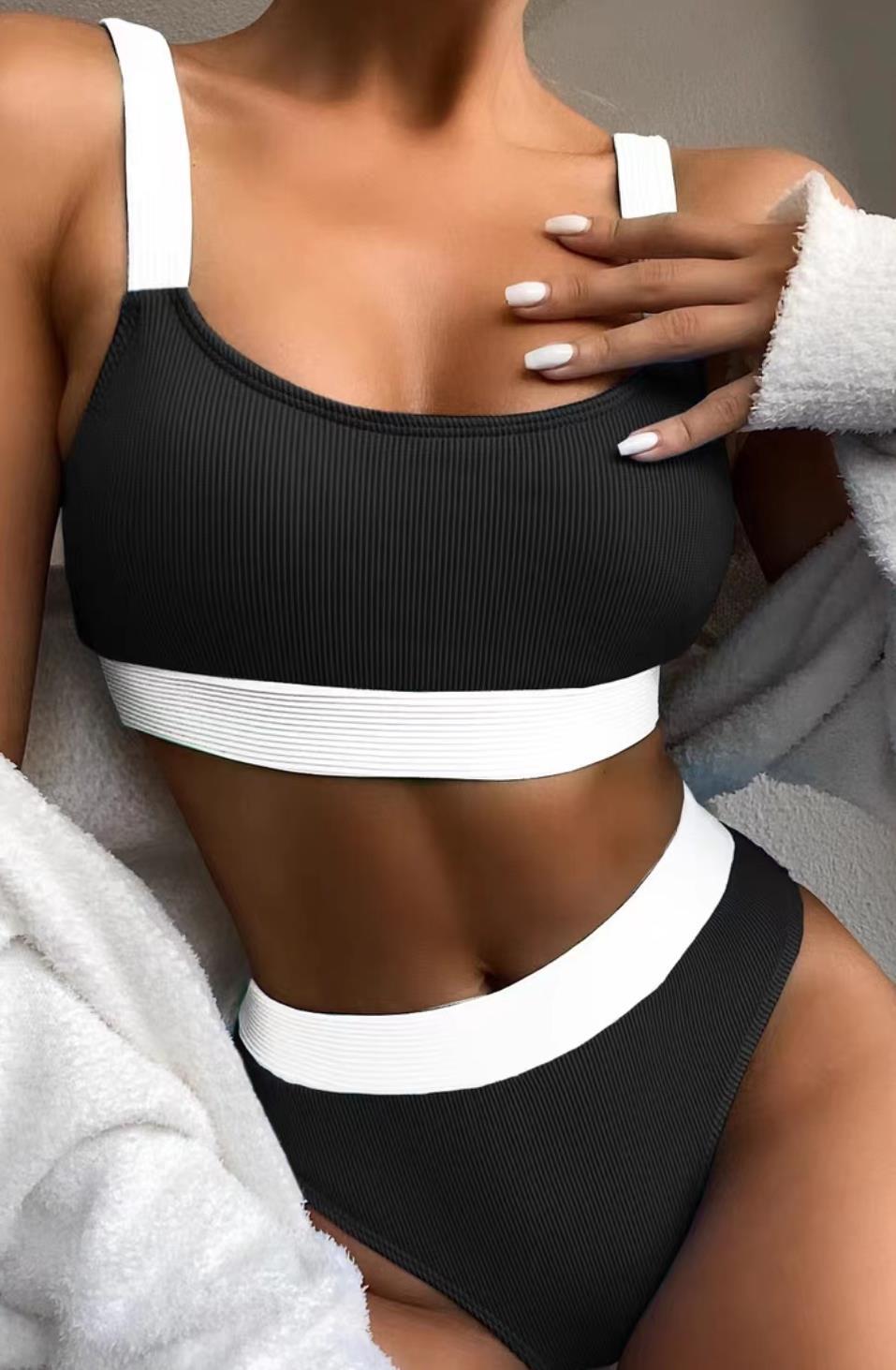 Solid color camisole, one-size-fits-all solid color slimming backless swimsuit in stock, wide shoulder strap mini set