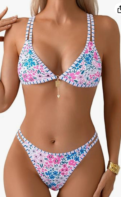 High-waisted Tummy Control Printed Split Bikini Swimwear in Fashion Trend