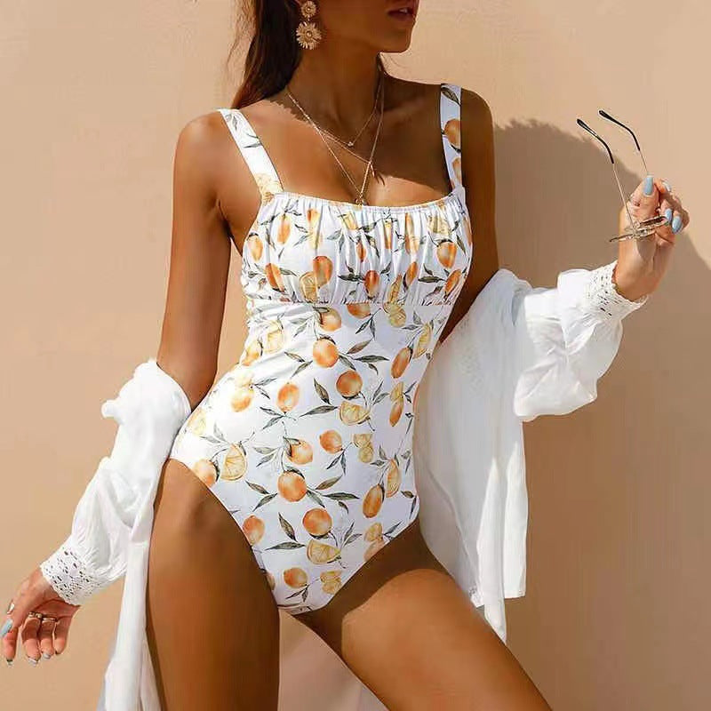 New style white floral retro one-piece and split swimsuits