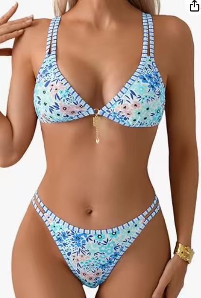 High-waisted Tummy Control Printed Split Bikini Swimwear in Fashion Trend